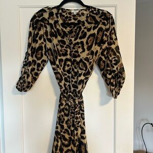 Fate Tan and Black Animal Print Long Sleeve Dress